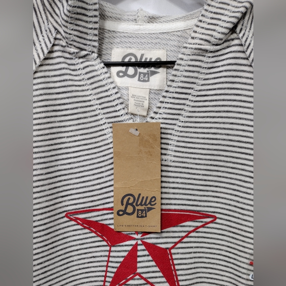 NWT Blue 84 Striped Texas Hoodie Womens L Gray Red Retro Y2K Sporty Outdoor - Picture 7 of 9